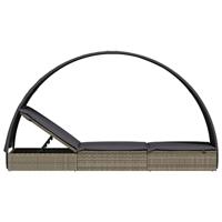 Ligbed met rond dak 211x57x140 cm poly rattan grijs - thumbnail