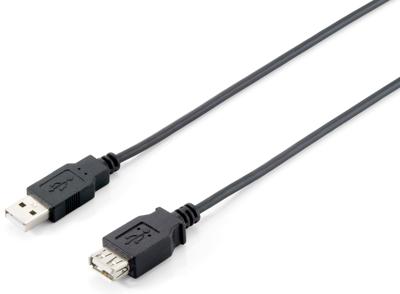 Equip USB-kabel A -> A St/BU 1,80 m polybag, zwart