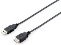 Equip USB-kabel A -> A St/BU 1,80 m polybag, zwart - thumbnail