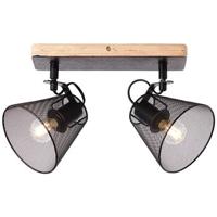 Brilliant 40113/76 - 2 Spots Plafondlamp Metaal/Hout - thumbnail