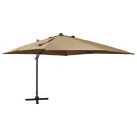 VidaXL Zweefparasol met paal en led-verlichting 300 cm taupe - thumbnail