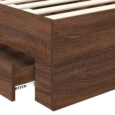 Bedframe met hoofdeinde Bruin Eiken 75 x 190 cm Bewerkt hout