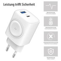 Eaxus Ladestation 3in1 USB-laadstation 1x USB-A, 1x USB-C, 1x Apple MagSafe Wit Binnen - thumbnail