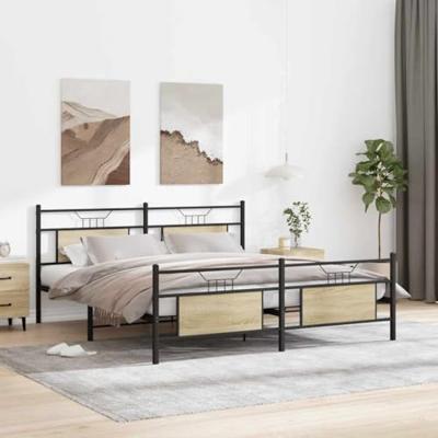 Bedframe zonder matras metaal sonoma eikenkleurig 180x200 cm Bedframe zonder matras metaal sonoma eikenkleurig 180x200 cm