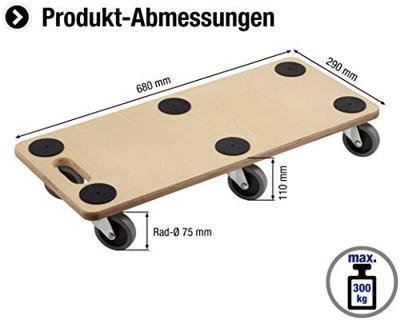 Meister Werkzeuge 0821420 Transportroller Hout Laadvermogen (max.): 300 kg 680 mm x 290 mm x 98 mm Aantal rollers 6