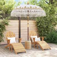 Parasol Crme 180-190 cm Katoenen stoffen & Hout & Bamboe - thumbnail
