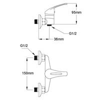 Douchekraan set tweeknops chroom - thumbnail