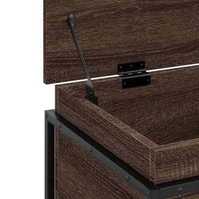 Opbergbox met deksel 80x40x51,5 cm bewerkt hout bruin eiken - thumbnail