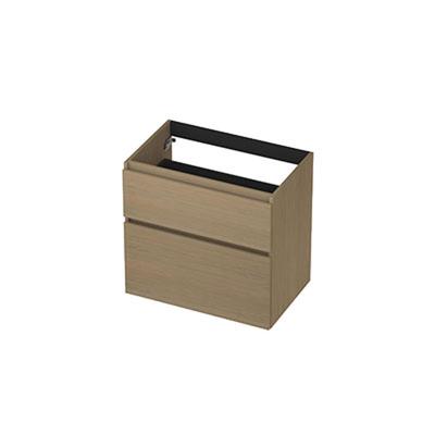 INK - Onderkast 2 Laden Greeploos met Houten Keerlijst A-symmetrisch - 700x450x650 Mm - Olijf Eiken