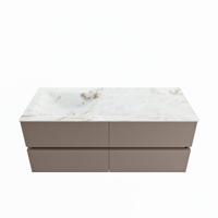 MONDIAZ VICA-DLUX 120cm badmeubel onderkast Smoke 4 lades. Inbouw wastafel CLOUD links zonder kraangat, kleur Frappe. - thumbnail