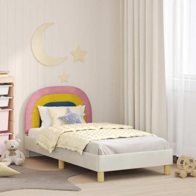 Bedframe voor kinderen met hoofdbord Crème 80 x 160 cm Fluweel