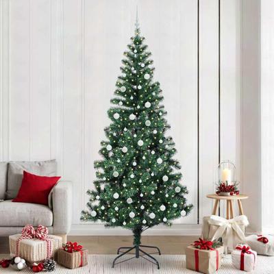 VidaXL Kunstmatig voorverlicht kerstboom groen 240 cm pvc en metaal