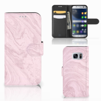 Samsung Galaxy S7 Bookcase Marble Pink - Origineel Cadeau Vriendin - thumbnail