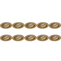 Spot Armatuur 10 Pack - Pragmi Delton Pro - GU10 Inbouwspot - Rond - Goud - Aluminium - Kantelbaar - Ø82mm - thumbnail