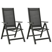 VidaXL Opklapbare stoelen, 2 stuks, van textiel en aluminium, zwart. - thumbnail