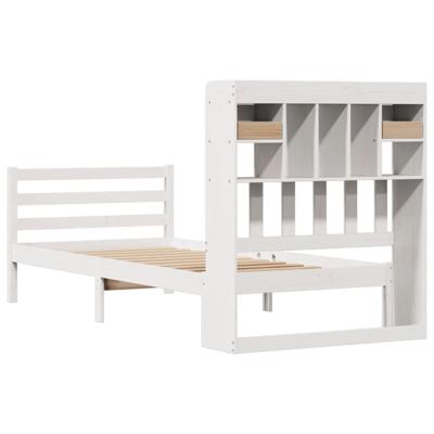 Bed met boekenkast zonder matras grenenhout wit 90x200 cm - thumbnail