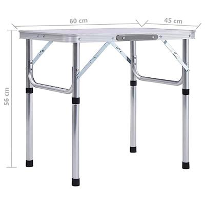 Campingtafel inklapbaar 60x45 cm aluminium wit