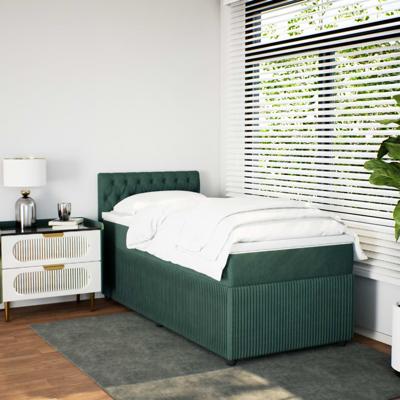 Boxspring met matras fluweel donkergroen 120x200 cm - thumbnail