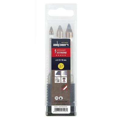 Alpen 0000300003100 Glasboorset 6 mm, 8 mm, 10 mm Cilinderschacht 1 stuk(s)