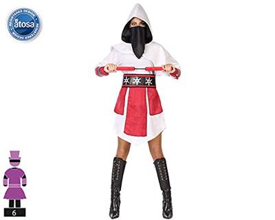 Samurai Ninja Outfit Dames Wit/Rood