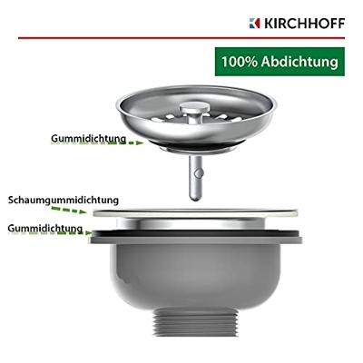 Kirchhoff ECO-SAVE kunststof korfventiel, grijs, 1 1/2" ET, roestvrijstalen ventielbeker en zeef Ø114 mm - 98835249 Kirchhoff ECO-SAVE kunststof korfventiel, grijs, 1 1/2" ET, roestvrijstalen ventielbeker en zeef Ø114 mm - 98835249