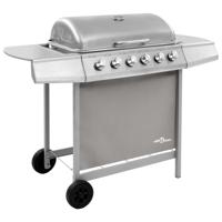 VidaXL Gasbarbecue met 6 branders zilverkleurig - thumbnail