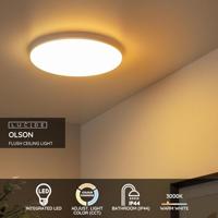Lucide OLSON - Plafonnière Badkamer - Ø 35 cm - LED - CCT - 1x36W 3000K/6500K - IP44 - Opaal - thumbnail