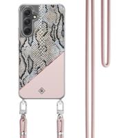 Samsung Galaxy A34 hoesje met rosegoud koord - Snake print - thumbnail