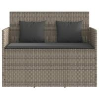 Tuinbank met kussens poly rattan grijs - thumbnail