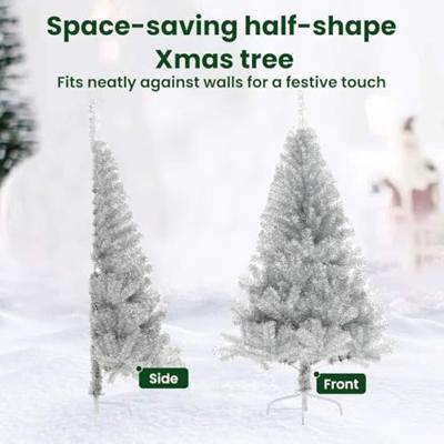 VidaXL Kunstmatig voorverlicht kerstboom met 300 led zilver 240 cm pet