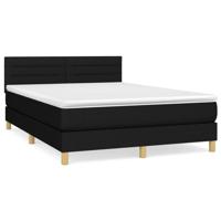 Boxspring met matras stof zwart 140x200 cm - thumbnail
