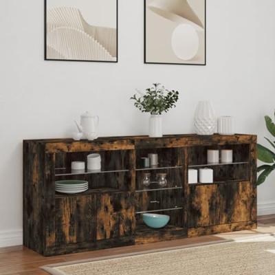 Dressoir met LED-verlichting 162x37x67 cm bruin eiken