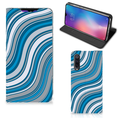 Xiaomi Mi 9 | Hoesje met Magneet | Waves Blue Xiaomi Mi 9 | Hoesje met Magneet | Waves Blue