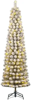 Kunstkerstboom Charlton pilar groen frosted H155 x dia. 48 cm met 90 LED warm wit Black Box - Black box - thumbnail