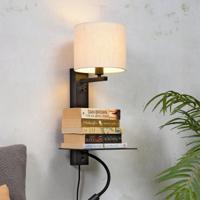its about RoMi Wandlamp 'Florence' Met stoffen kap en leeslamp, kleur Beige - thumbnail