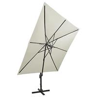 VidaXL Zweefparasol met paal en led-verlichting 300 cm zandkleurig - thumbnail