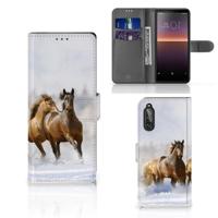 Sony Xperia 10 II | Telefoonhoesje | Met pasjeshouder | Paarden - thumbnail
