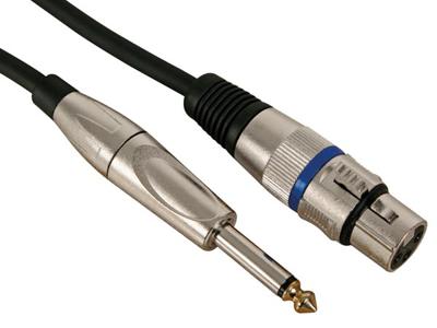Xlr-kabel xlr vrouwelijk naar jack 6.35 mm mono 10 m Velleman - Velleman