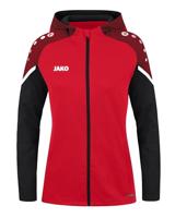 JAKO 6822D Jas Met Kap Performance Dames - Rood/Zwart - 44 - thumbnail