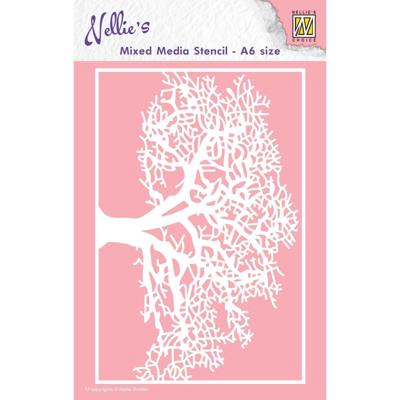 Nellie's Choice • mixed media stencil tree a6