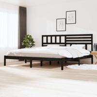 Bedframe massief grenenhout zwart 200x200 cm - thumbnail