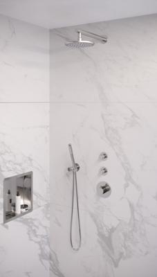 Brauer Chrome Edition Thermostatische Regendoucheset Inbouw - Hoofddouche 20 cm - Rechte Wandarm - Handdouche Staaf - Doucheslang - Wandaansluitbocht - Chroom