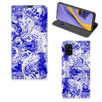 Mobiel BookCase Samsung Galaxy A51 Angel Skull Blauw - thumbnail