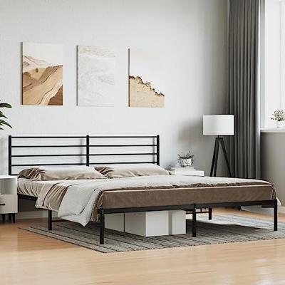 Bedframe met hoofdbord metaal zwart 180x200 cm Bedframe met hoofdbord metaal zwart 180x200 cm