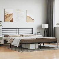 Bedframe met hoofdbord metaal zwart 180x200 cm - thumbnail