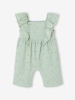 Lange jumpsuit voor babymeisjes saliegroen - thumbnail