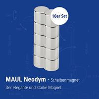 MAUL neodymium cylinder magneet, ft 10 x 10 x 10 mm, trekkracht 4 kg, zilver, blister van 10 stuks - thumbnail