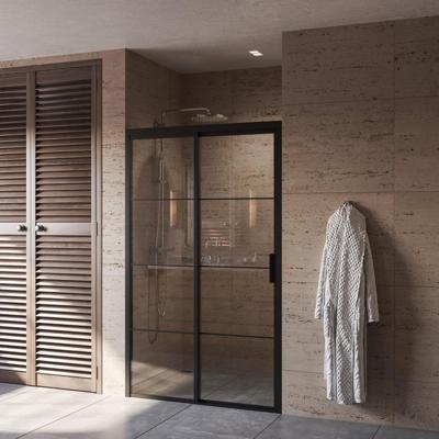 Douchedeur Boss & Wessing Black Edition Frame Softclose Links 130x200 cm Helder Glas Zwart Boss & Wessing