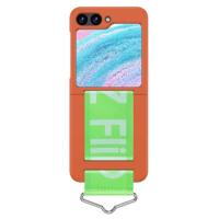 Lunso - Samsung Galaxy Z Flip5 - Hoes met band - Oranje/Groen - thumbnail