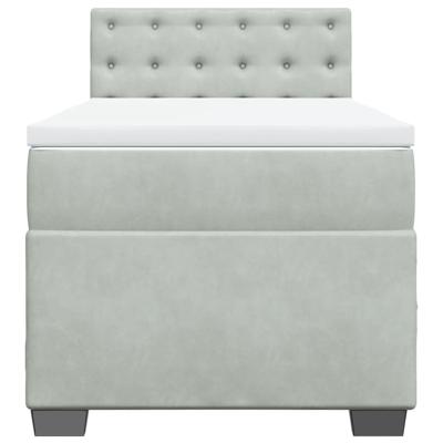 Boxspring met matras fluweel lichtgrijs 100x200 cm